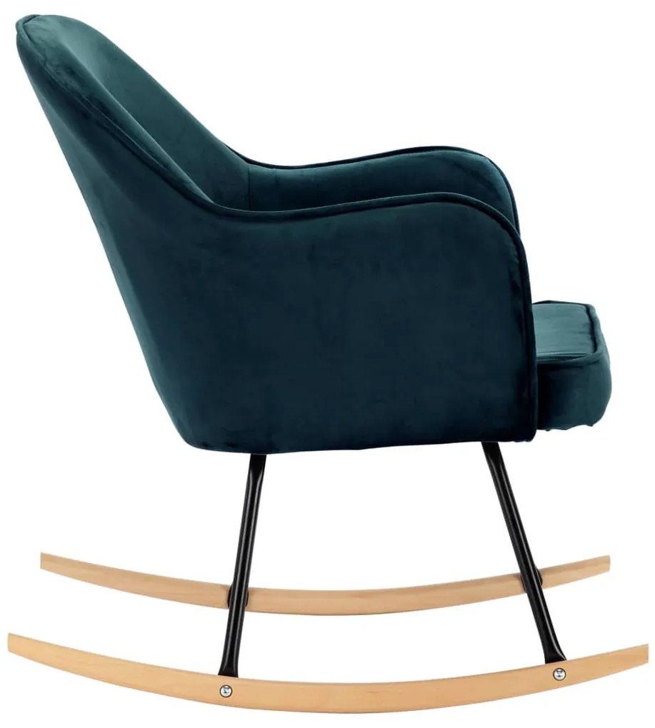 Cadeira de baloiço veludo azul