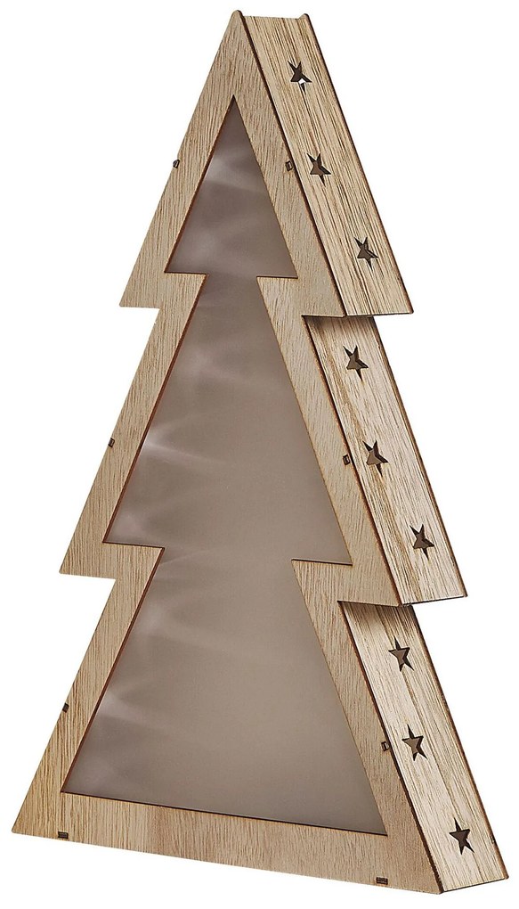 Decoração em madeira clara com LED em forma árvore de Natal 35 cm JUVA Beliani