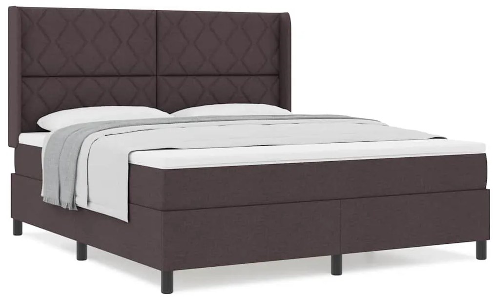Cama Box com Colchão - Castanho Escuro, 180x200 cm, Tecido