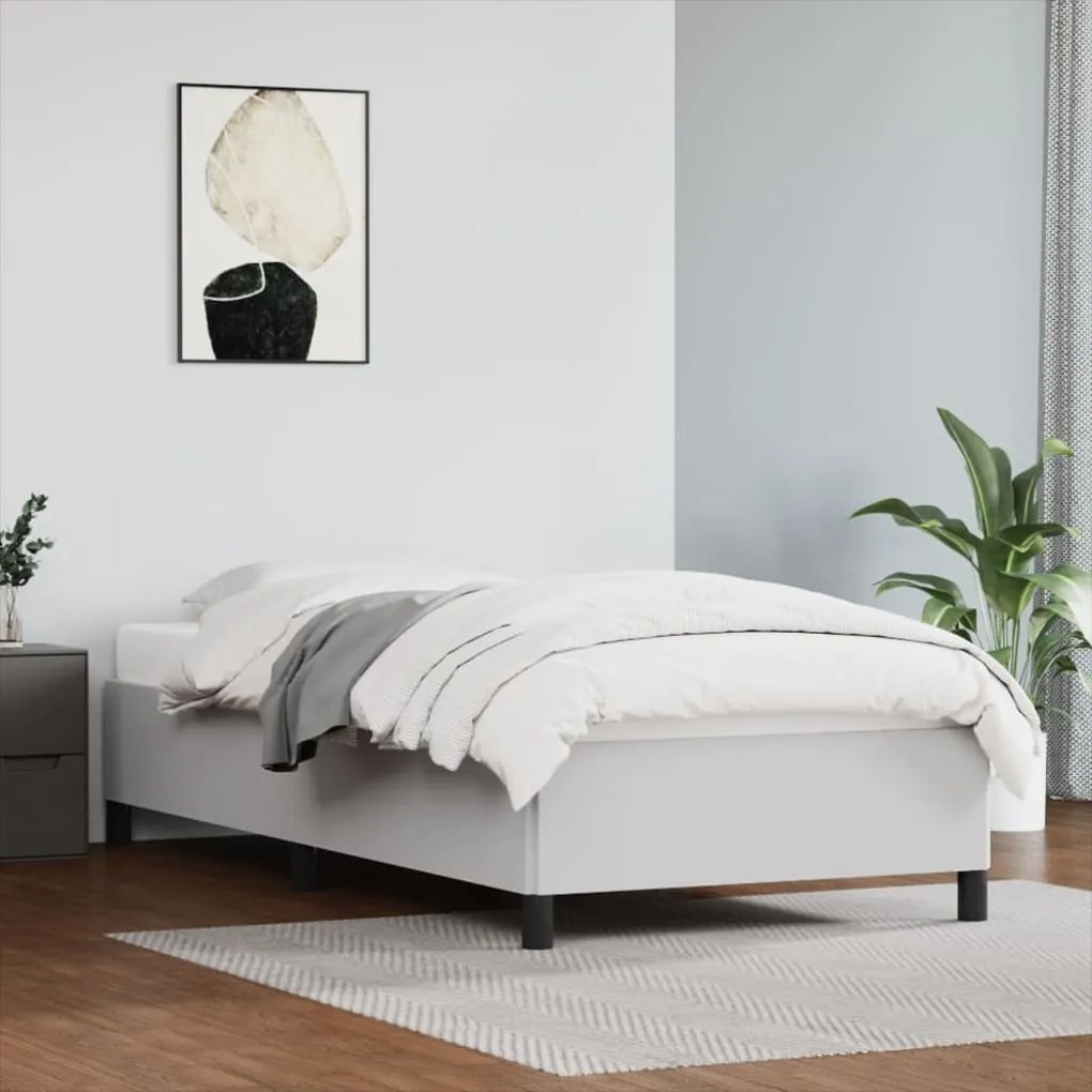 Estrutura de cama 90x200 cm couro artificial branco