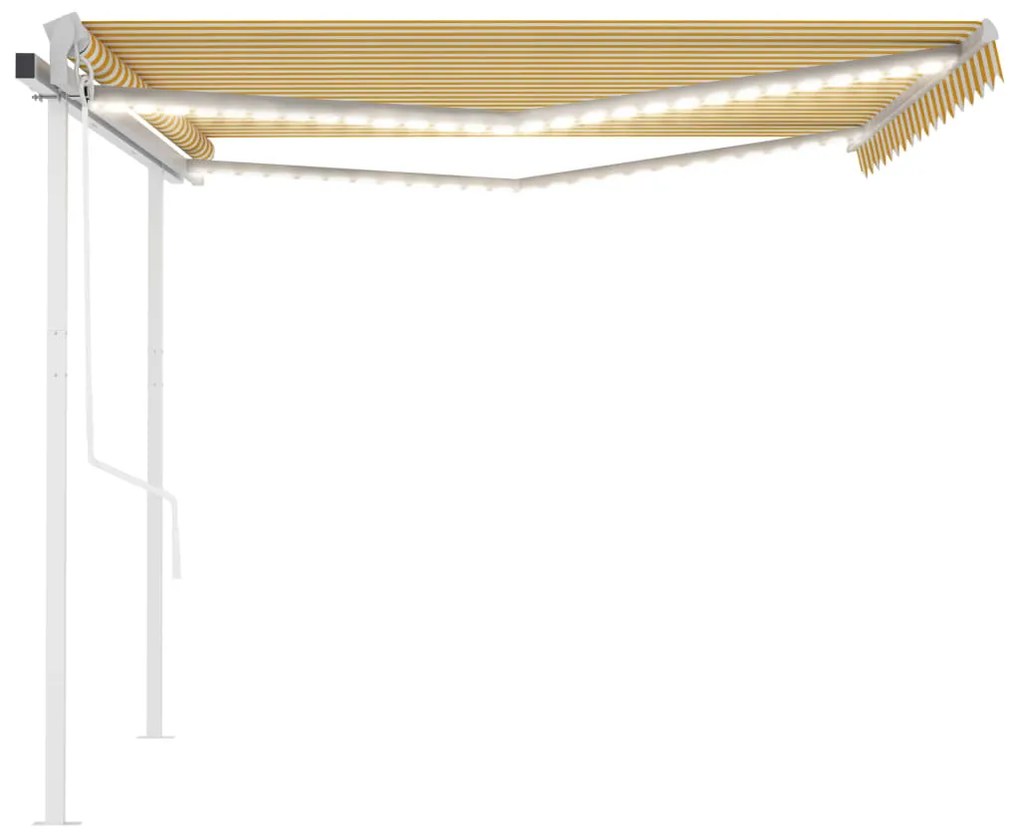 Toldo autom. c/ LED e sensor de vento 4,5x3,5 m amarelo/branco