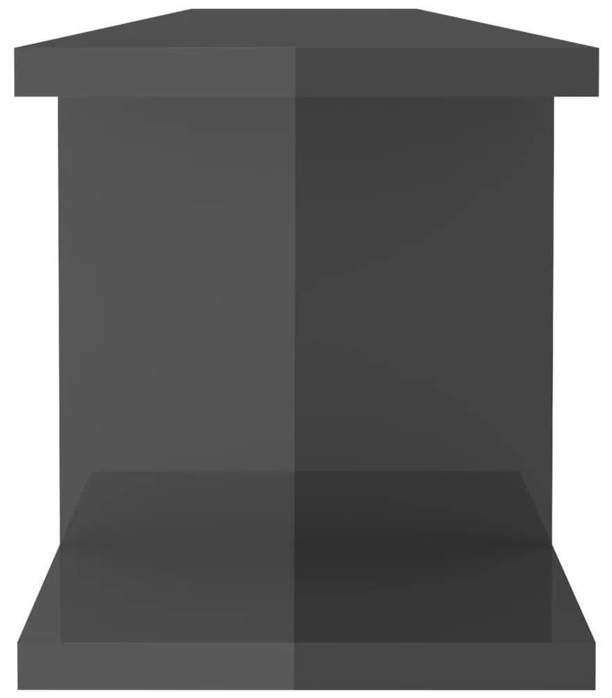 Estantes de parede 2 pcs derivados de madeira cinza brilhante