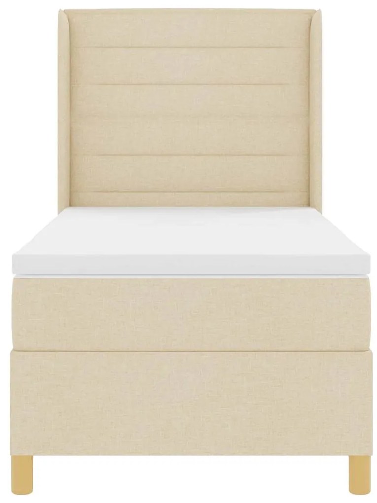 Cama Box com Colchão Creme 90x200 cm, Tecido