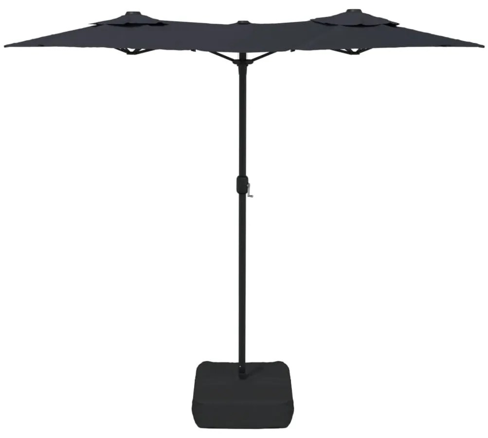 Guarda-sol de jardim com cabeça dupla 316x240 cm preto