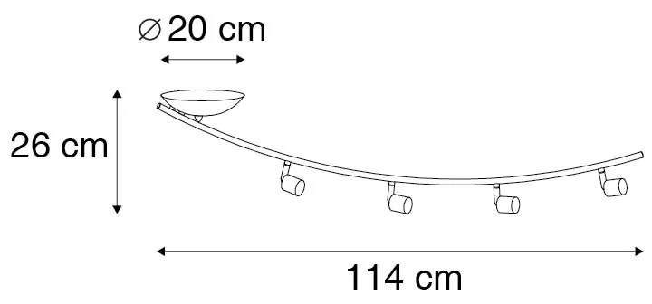Projetores modernos curvos pretos 4 luzes - Jeany