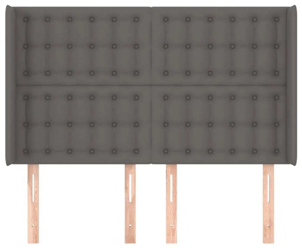 Cabeceira cama c/ abas couro artif. 147x16x118/128 cm cinzento