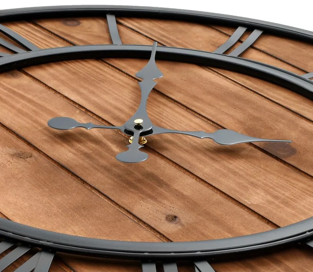 Relógio de parede c/ movimento quartzo madeira e metal 60cm XXL