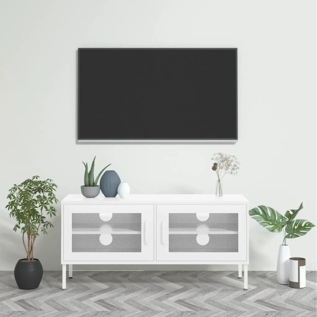vidaXL Móvel de TV aço 105x35x50 cm branco