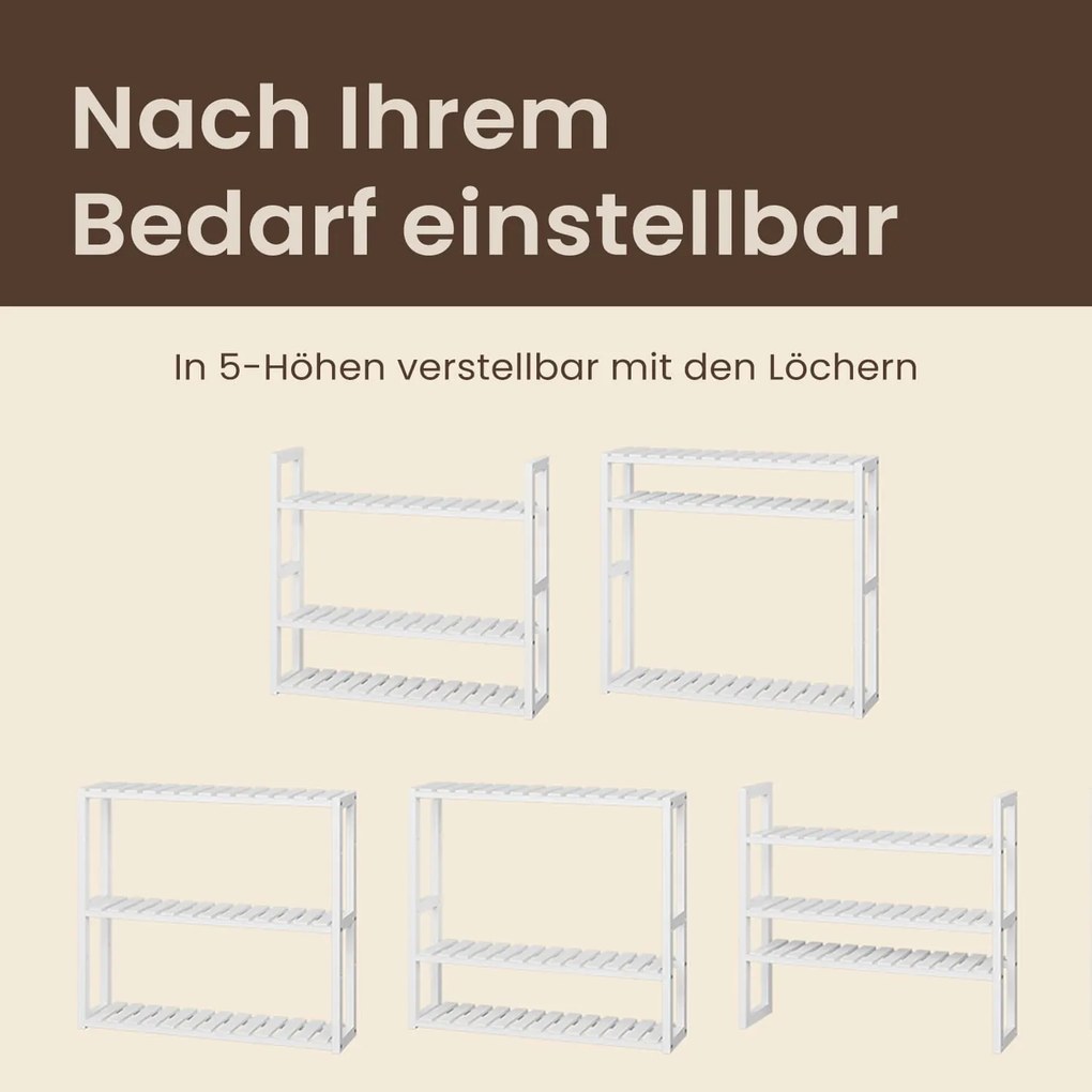 Prateleira para casa de banho com 3 prateleiras ajustáveis 15 x 60 x 54 cm branco