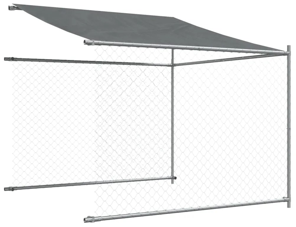 Jaula para cão com telhado/porta 6x2x2 m aço galvanizado cinza
