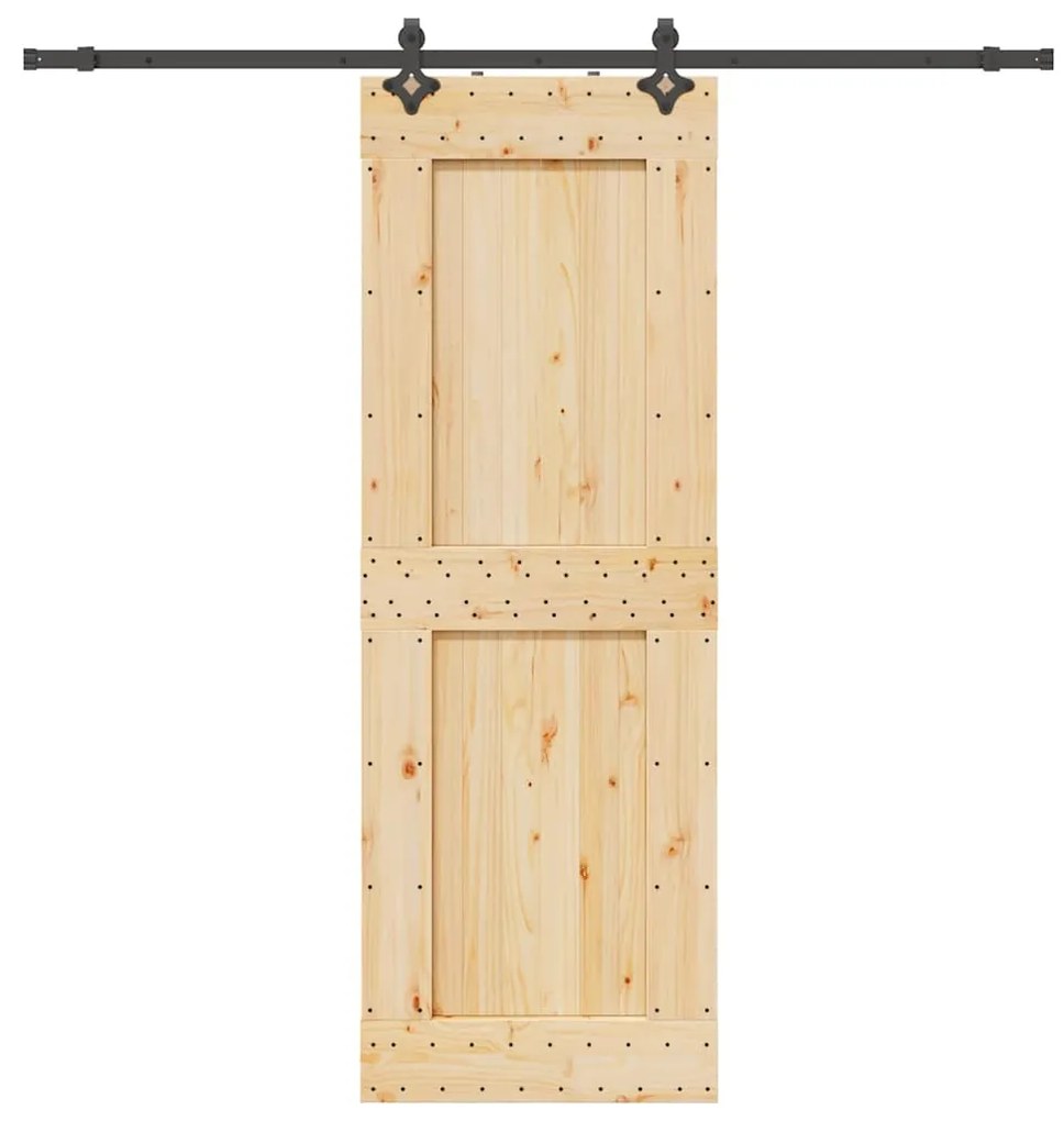 VidaXL Porta de correr com ferragens 80x210 cm madeira de pinho maciça