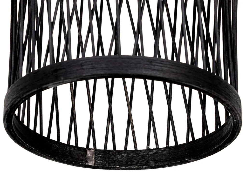 Candeeiro de suspensão rústico para exterior em vime preto 25 cm - Calamus Rústico