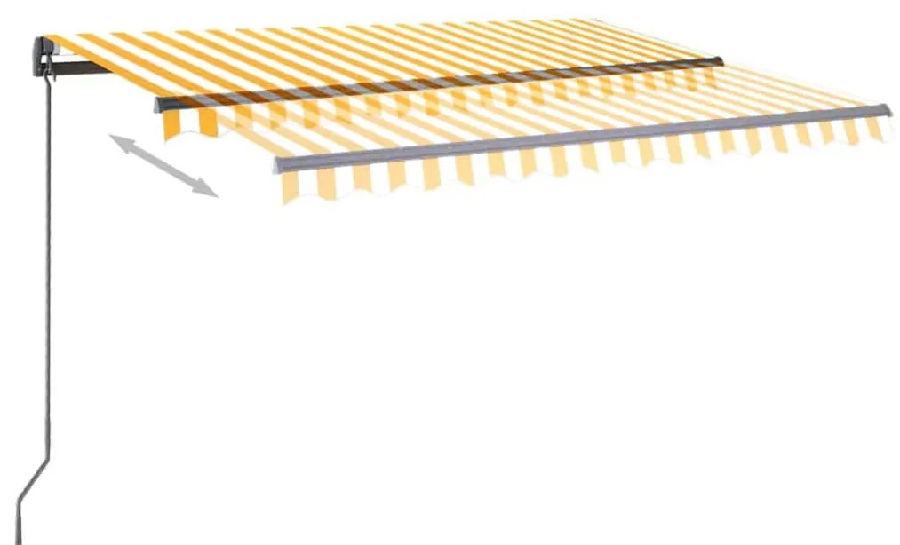 Toldo automático LED e sensor de vento 3,5x2,5 m amarelo/branco