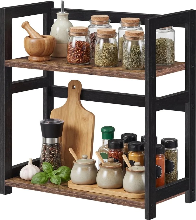 Prateleira de arrumação de 2 prateleiras para cozinha 18 x 42 x 43 cm Castanho-preto