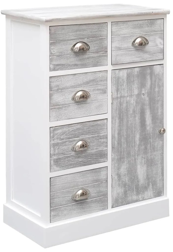 Aparador com 10 gavetas 113x30x79 cm madeira cinzento