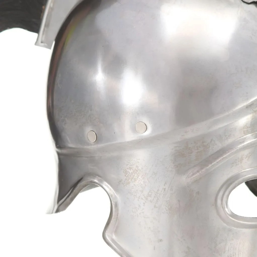 Capacete de soldado grego réplica LARP aço prateado