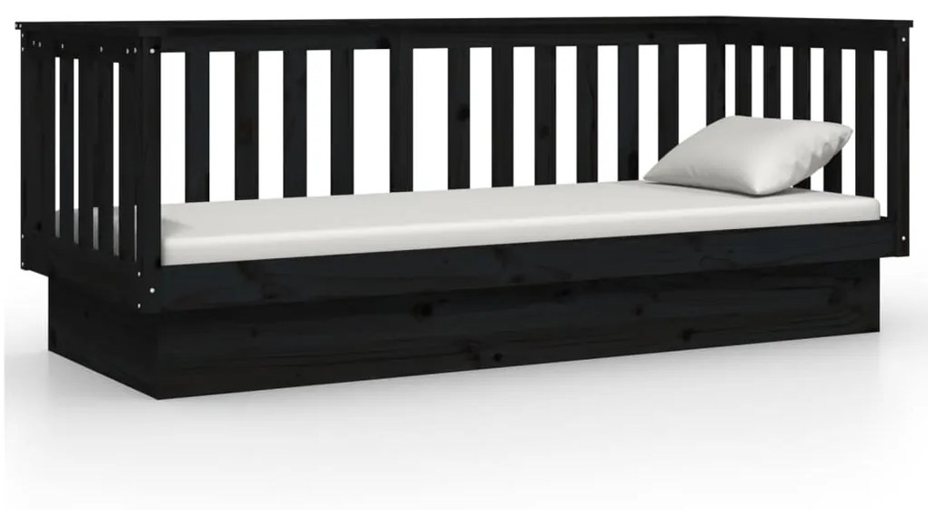 Sofá-cama 90x190 cm madeira de pinho maciça preto