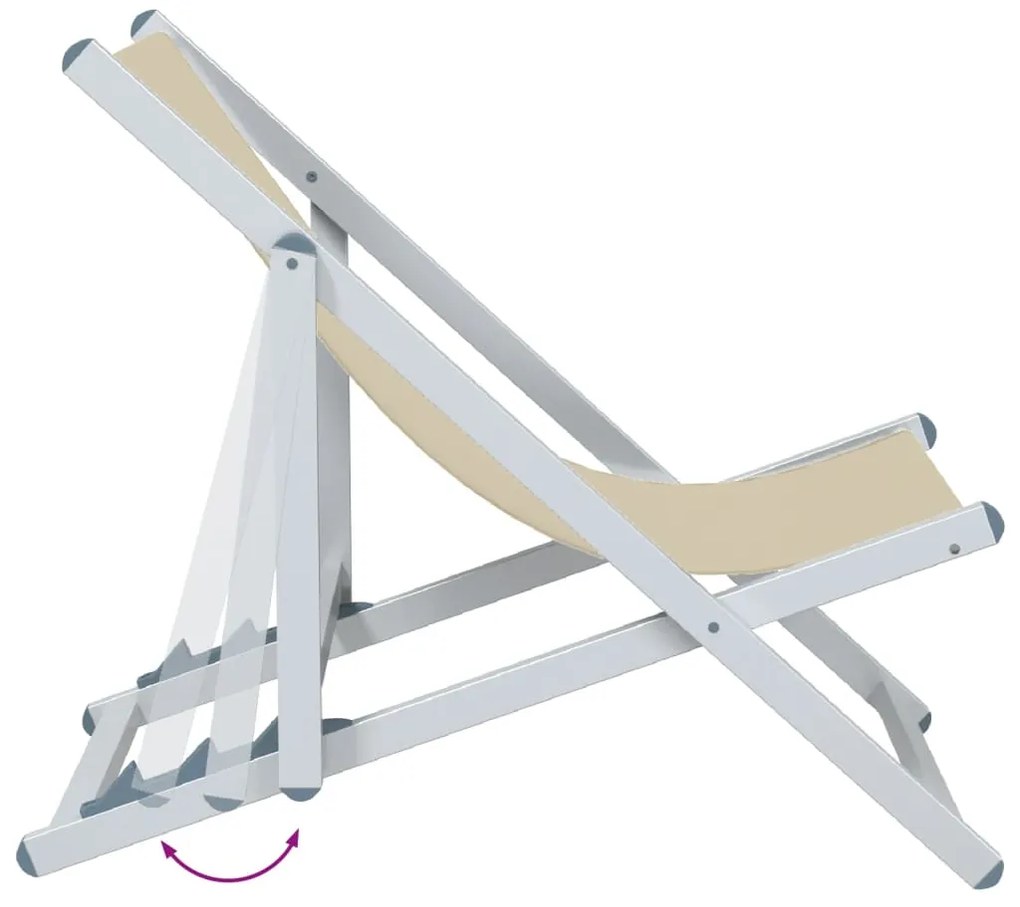 Cadeiras de praia dobráveis 2 pcs alumínio e textilene creme