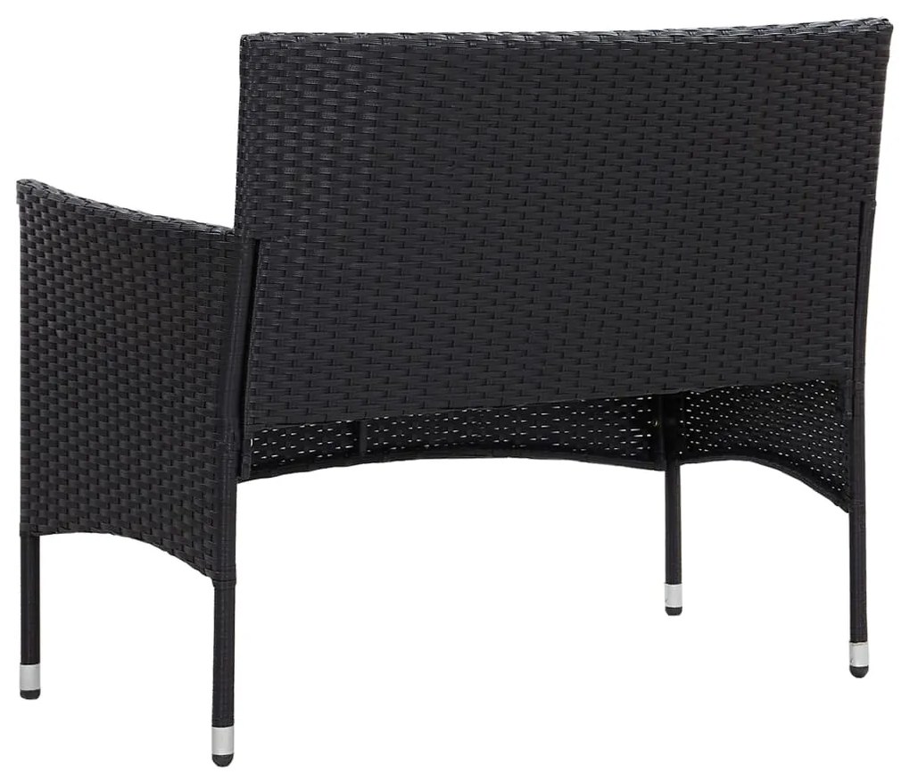 4 pcs conjunto lounge de jardim c/ almofadões vime PE preto