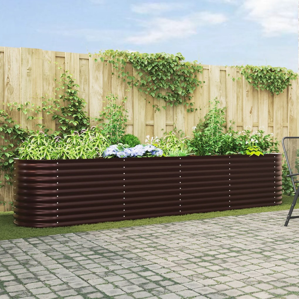 Canteiro Elevado de Jardim Marrom vidaXL 400x80x81 cm em Aço Galvanizado