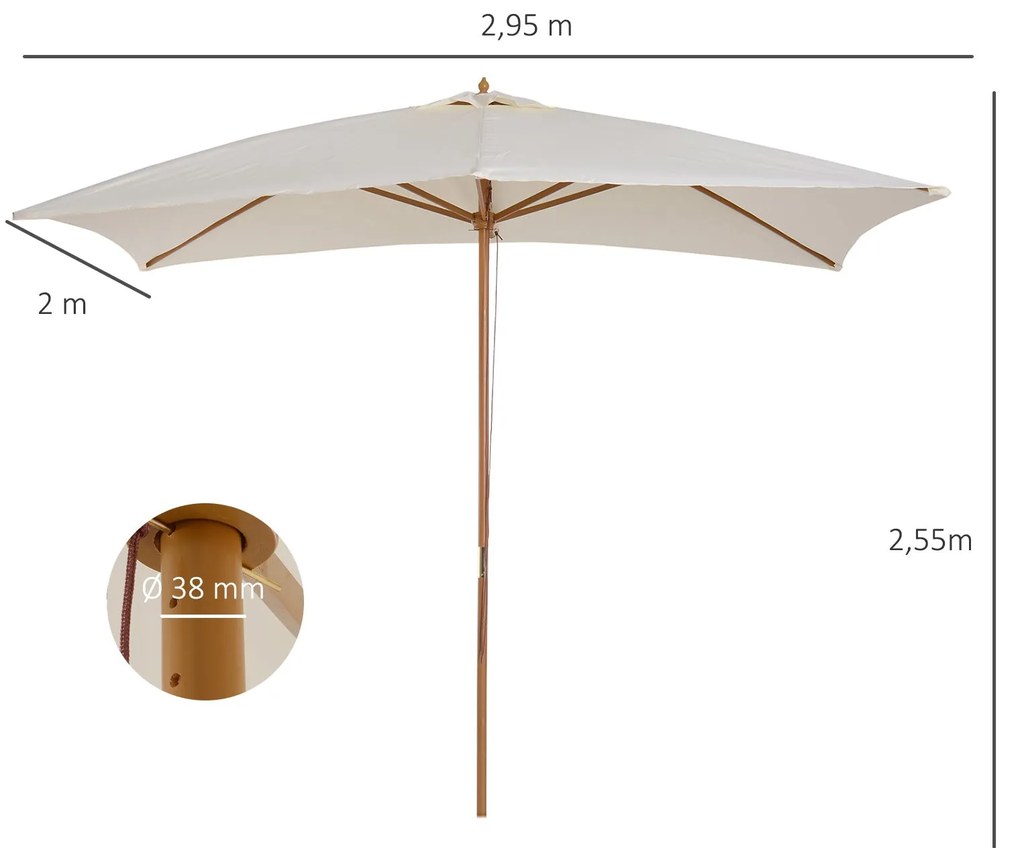 Chapéu de Sol de Jardim com Sistema de Polia Teto Ventilado e Mastro d