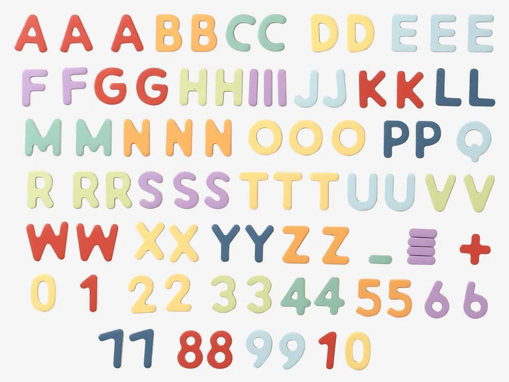 Letras e números magnéticos em madeira FSC® multicolor