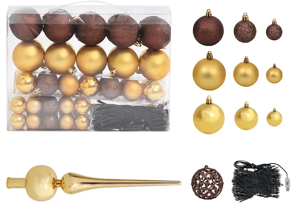 Meia árvore Natal artificial pré-iluminada c/ bolas branco