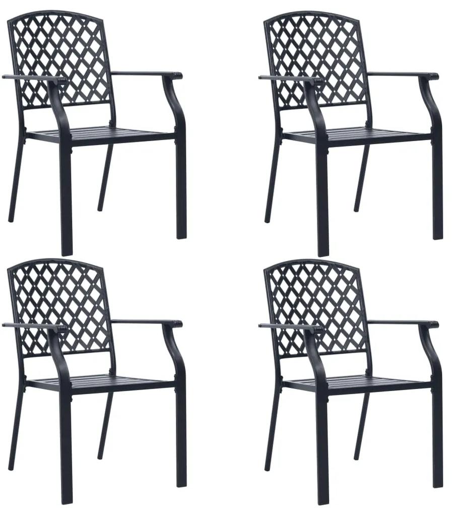 310156 vidaXL Cadeiras de jardim design rede 4 pcs aço preto