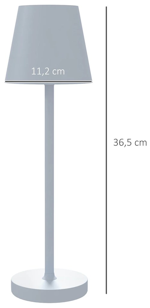 Candeeiro de Mesa com Luzes LED Candeeiro de Mesa Sem Fios Recarregável por USB-C 3 Cores Ø11,2x36,5 cm Cinza