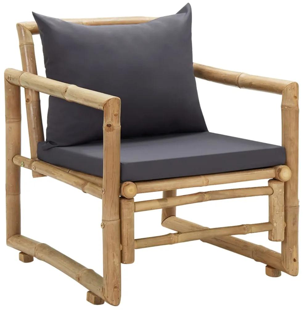 Cadeiras de jardim c/ almofadões 2 pcs bambu