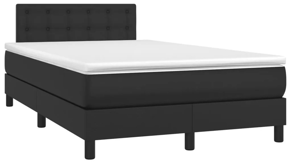 Cama box spring c/ colchão/LED 120x200cm couro artificial preto