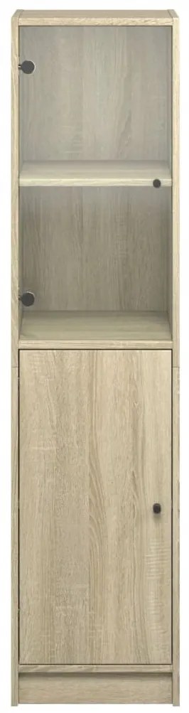 Aparador alto c/ porta de vidro 35x37x142 cm carvalho sonoma