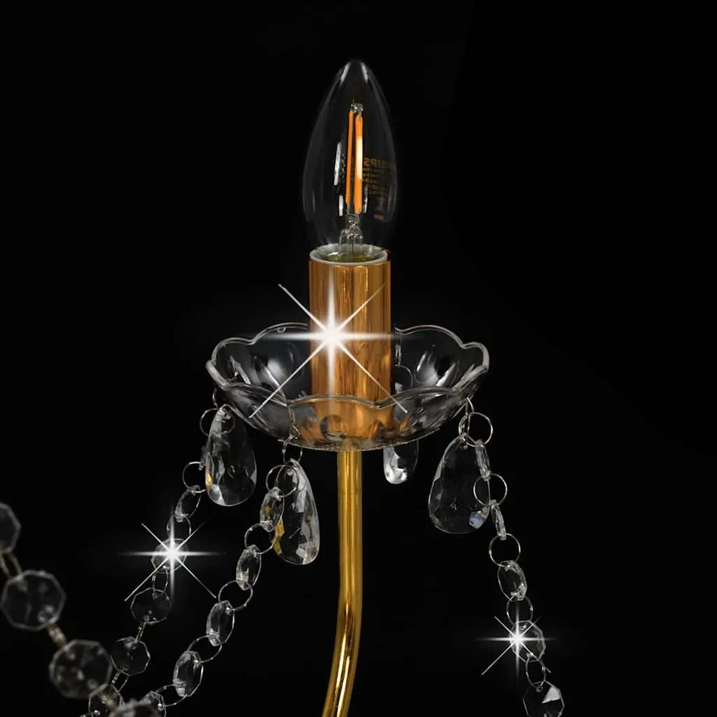 Lustre com contas lâmpadas 8 x E14 dourado