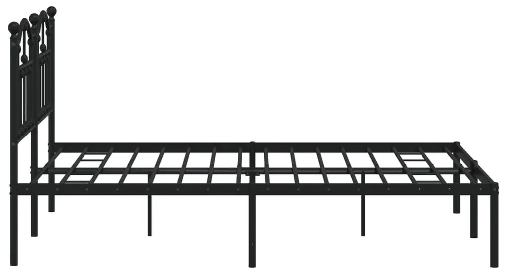 Estrutura de cama em metal com cabeceira 150x200 cm preto