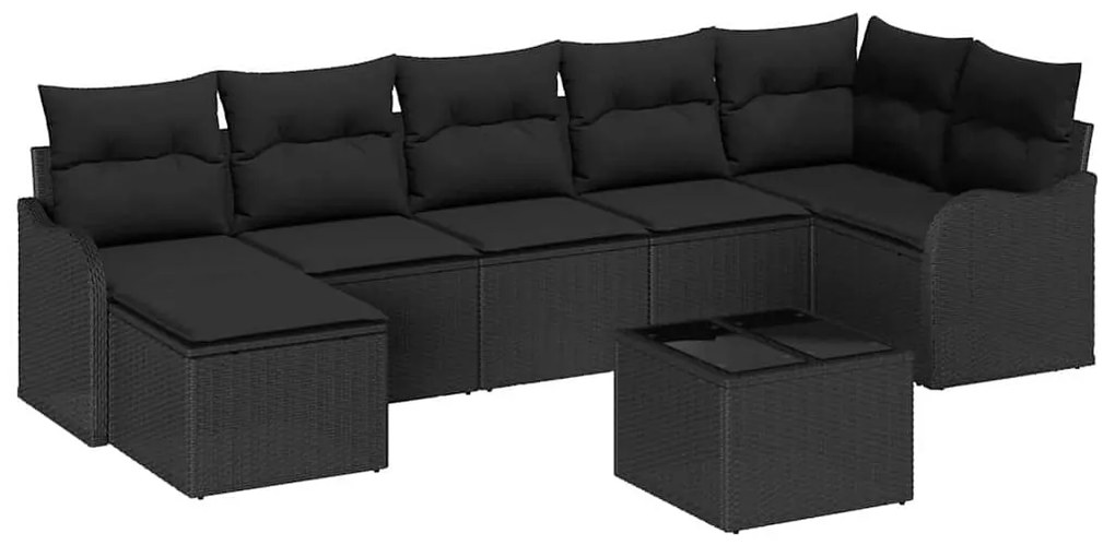 Conjunto de Sofá de Jardim de 8 Peças com Almofadas Beiges, Rattan Sin
