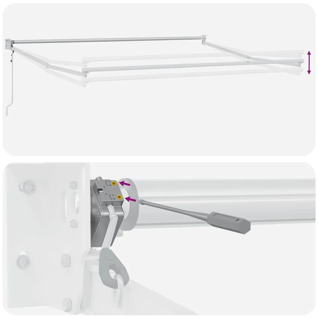 Toldo retrátil 3x2,5 m tecido e alumínio antracite e branco
