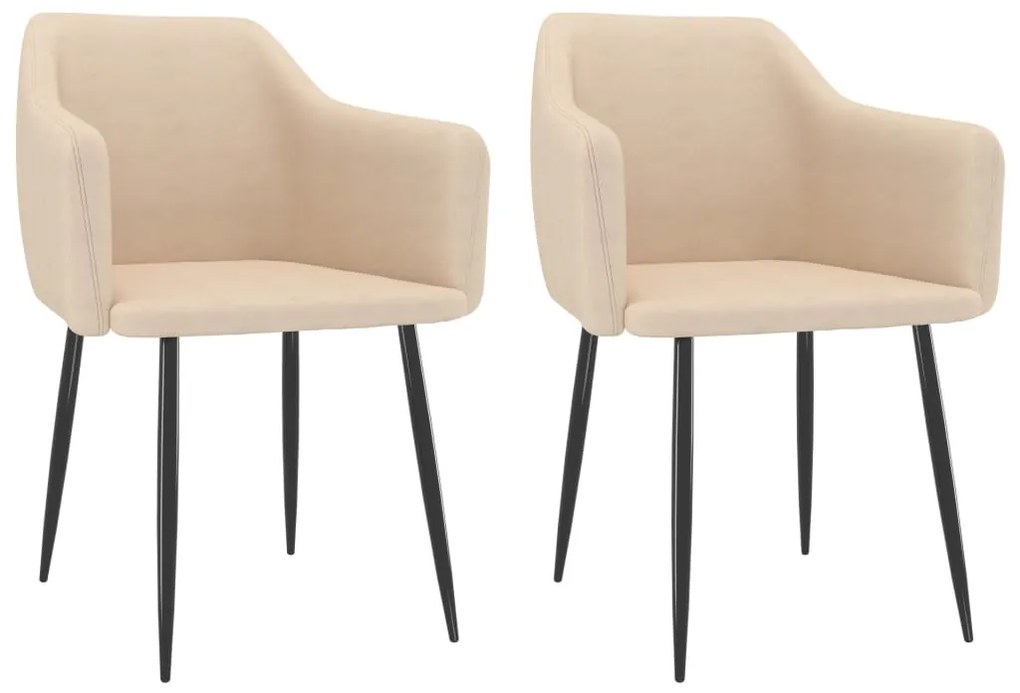vidaXL Cadeiras de jantar 2 pcs tecido cor creme