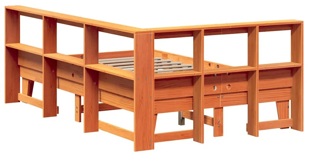 Cama com estante sem colchão 135x190 cm pinho maciço