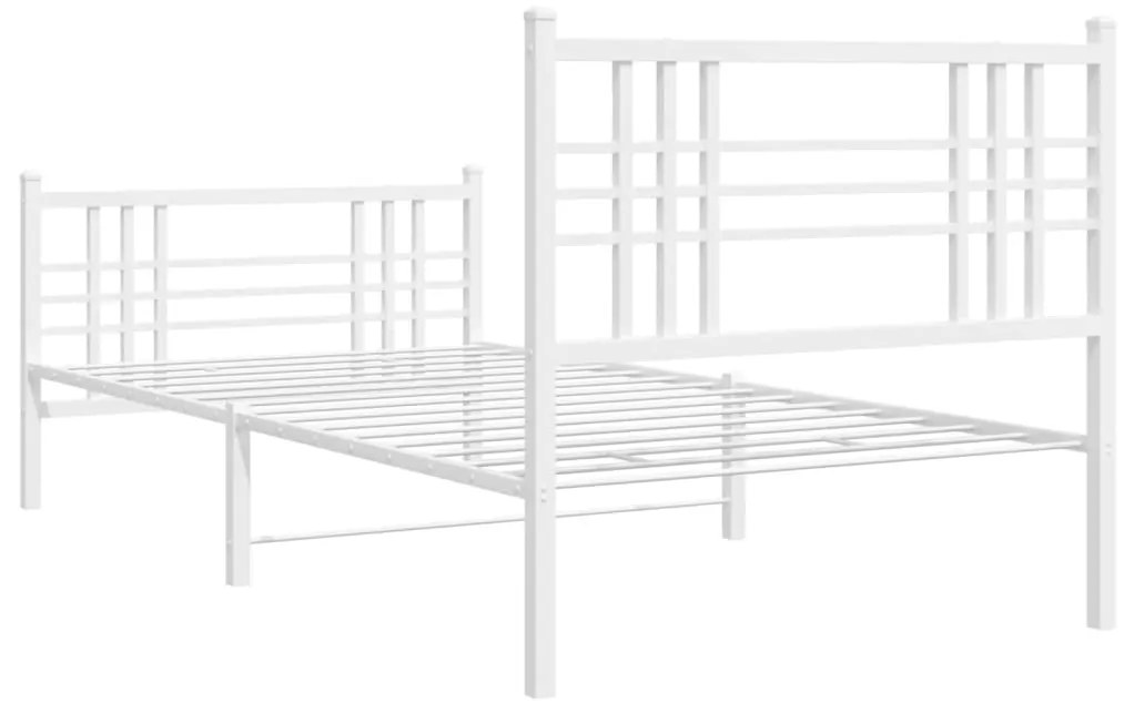 Estrutura de cama com cabeceira e pés 90x200 cm metal branco