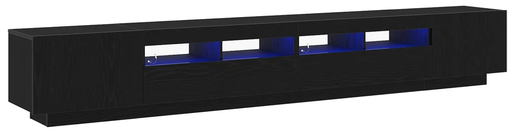 Estante de TV vidaXL com Luzes LED em Carvalho Preto 260x35x40 cm em M