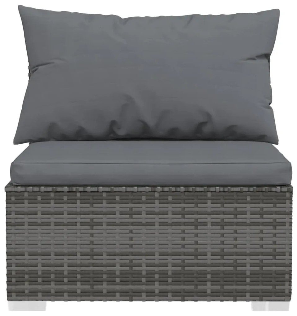 5 pcs conjunto lounge de jardim c/ almofadões vime PE cinzento
