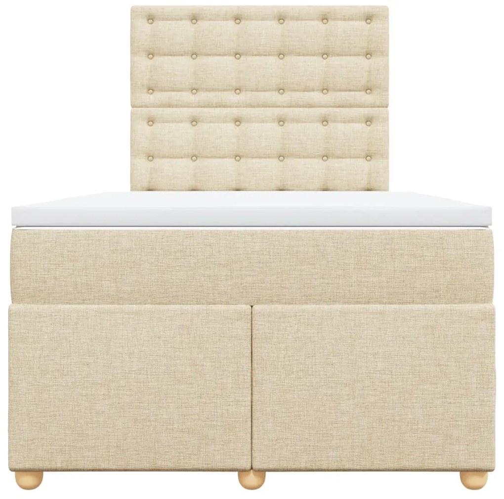 Cama boxspring com colchão 120x190 cm tecido cor creme