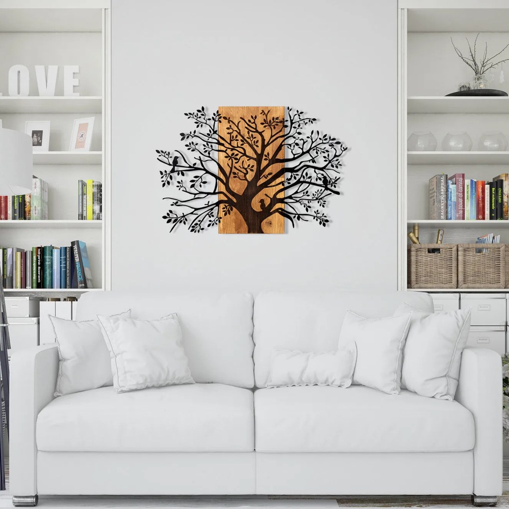 Acessório Decorativo de Parede Kavak – Preto e Nogueira – 85 x 58 cm