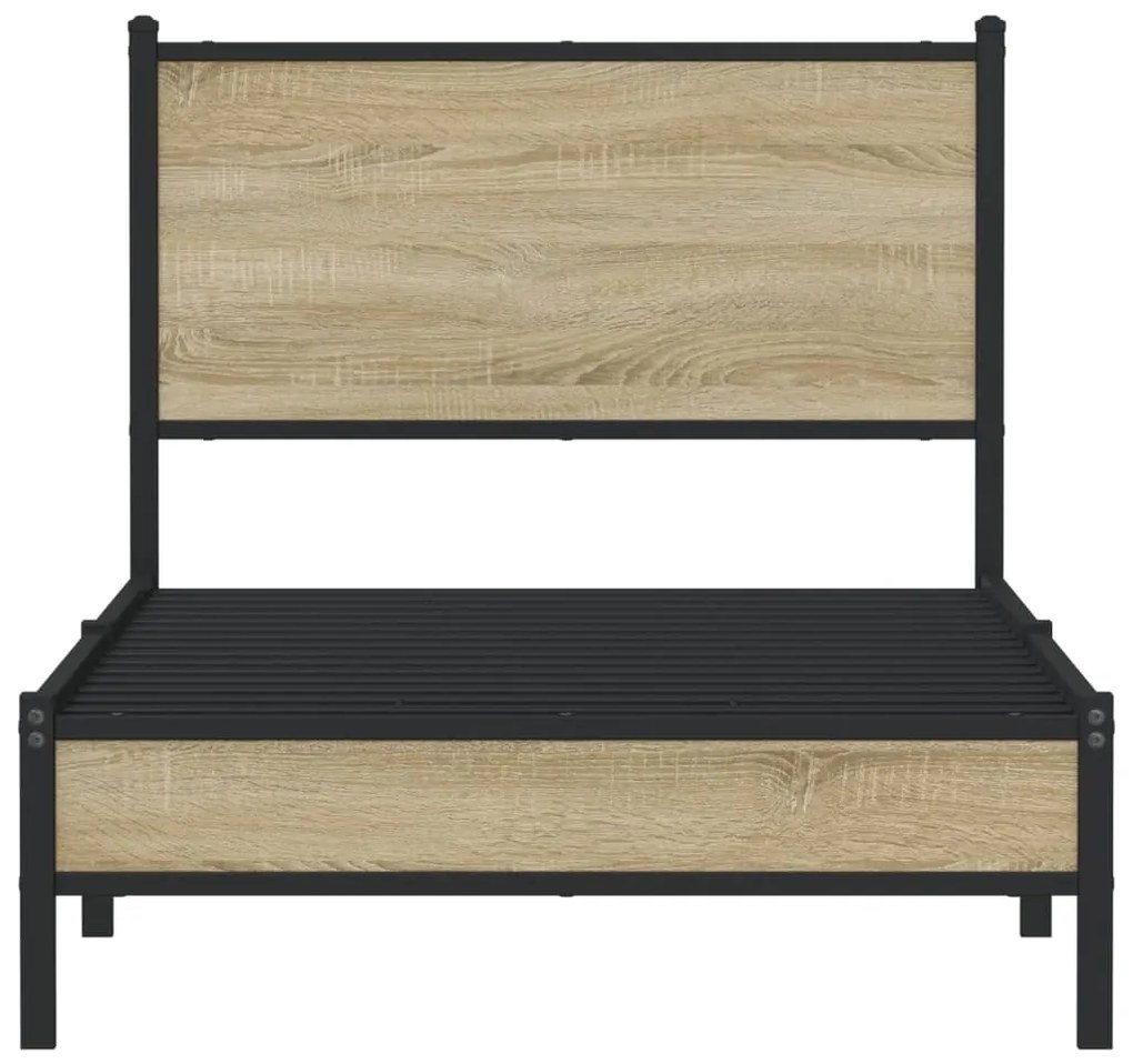 Estrutura de cama sem colchão 80x200 cm metal carvalho sonoma
