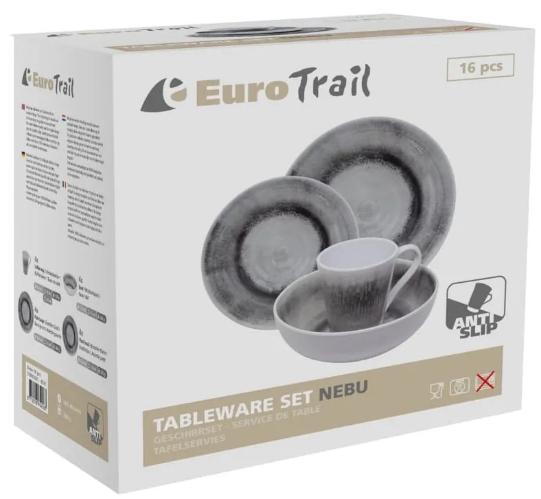 Eurotrail 16 pcs Conjunto de louça Nebu cinza