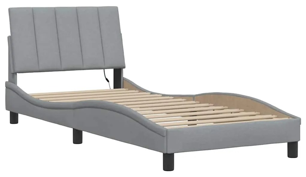 Estrutura de cama sem colchão 90x190 cm tecido cinzento-claro