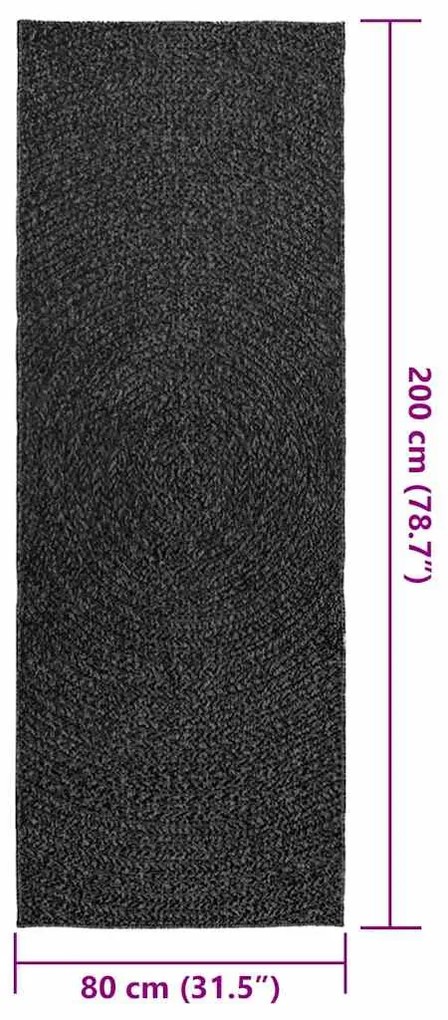 Tapete ZIZUR antracite 80x200 cm aspeto juta interior exterior