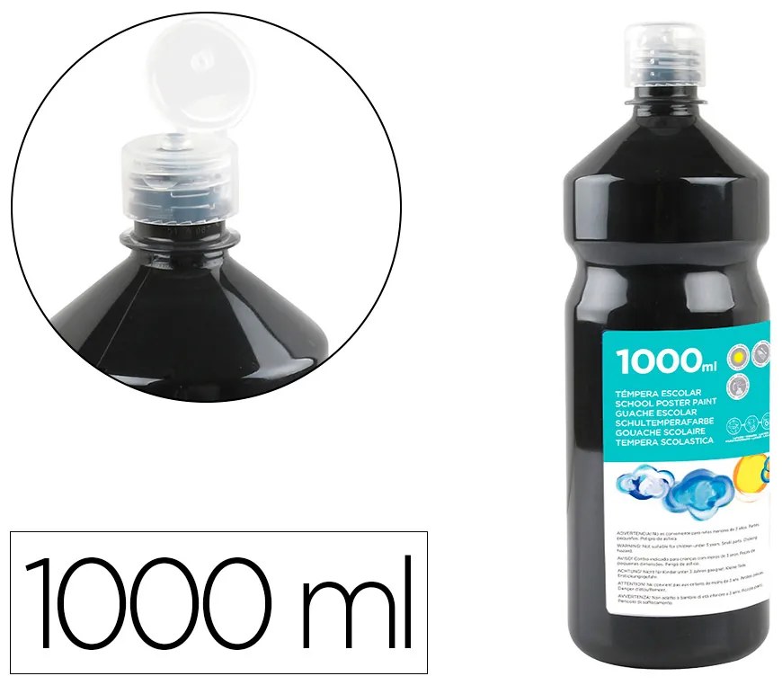 Guache Escolar 1000 Ml Preto