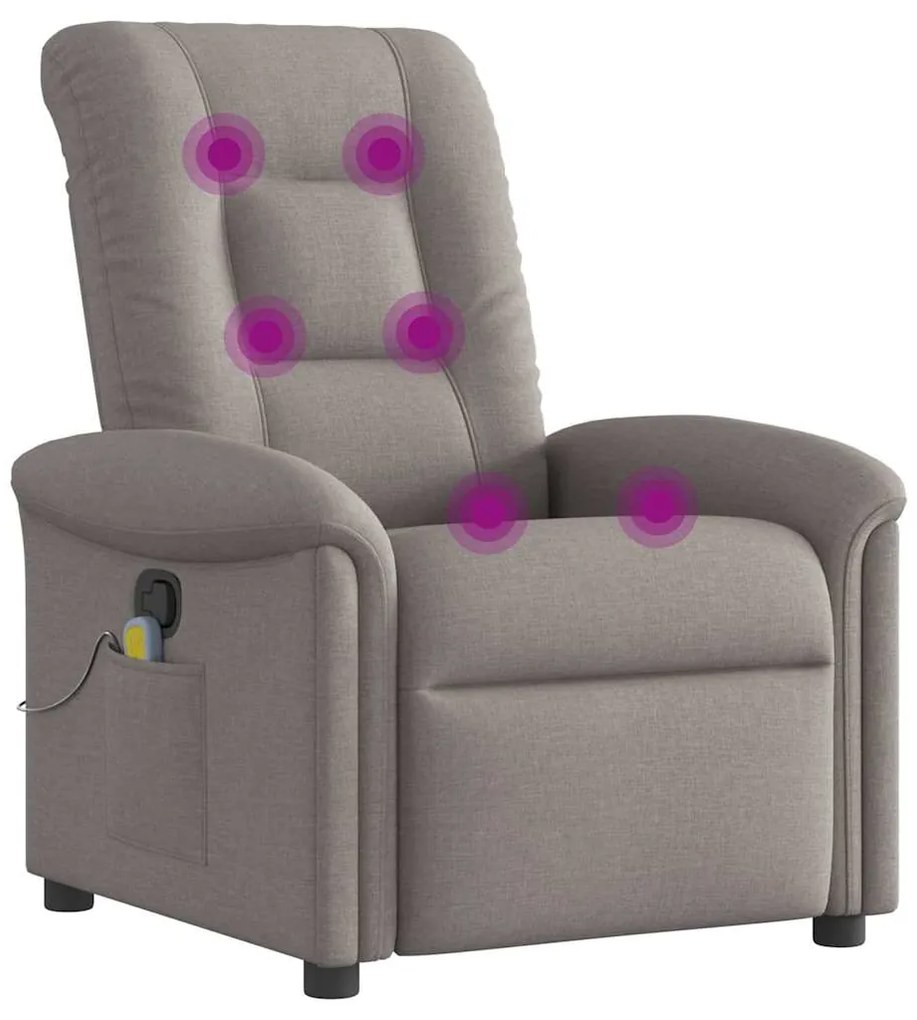 Poltrona de massagens reclinável tecido cinzento-acastanhado