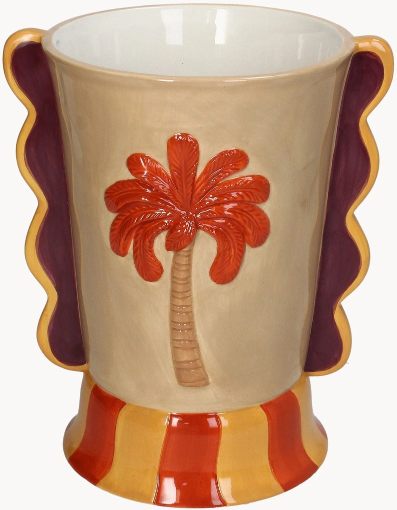 Jarra decorativa pintada à mão Palm Tree, Alt 22 cm